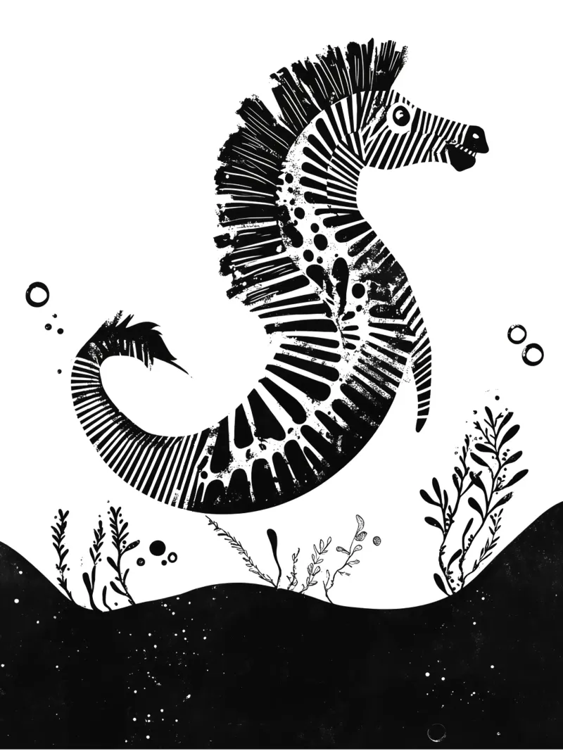 Decoratieve zebra in zwart en wit hahnemühle van Autofocus