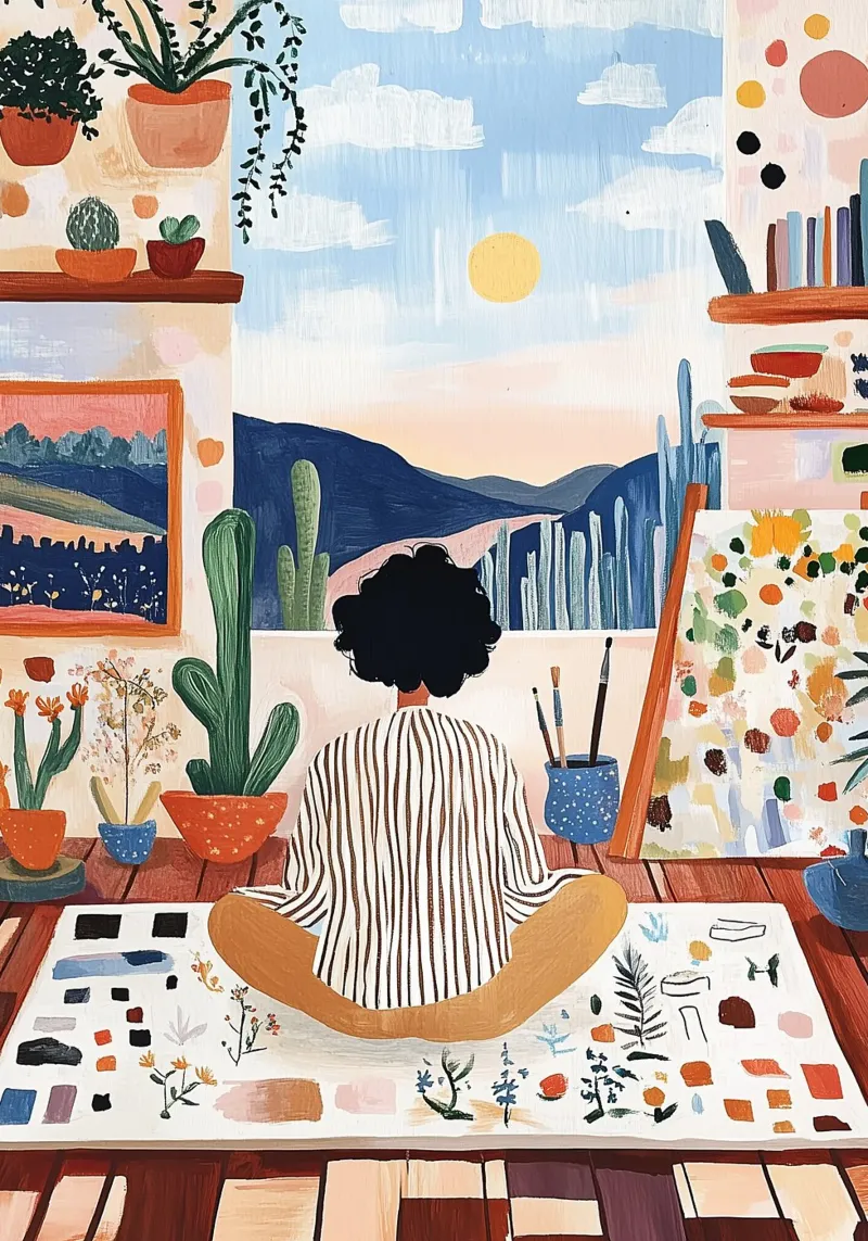 Creative Studio Desert View Art Print, Maximalist Meditation (Méditation maximaliste) hahnemühle de dawnthesea