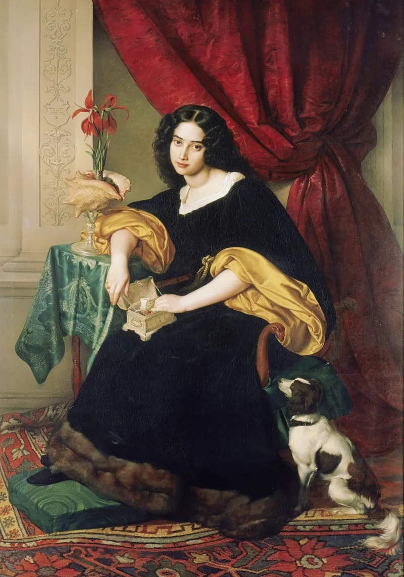 Il ritratto di Pauline Hübner di Julius Hübner carta hahnemühle da Venus Art