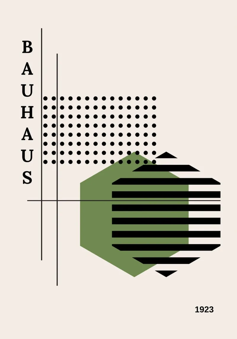 Bauhaus 1923 Hexagon Poster | Dot Grid Geometric Abstract Hahnemühle von Grungeo