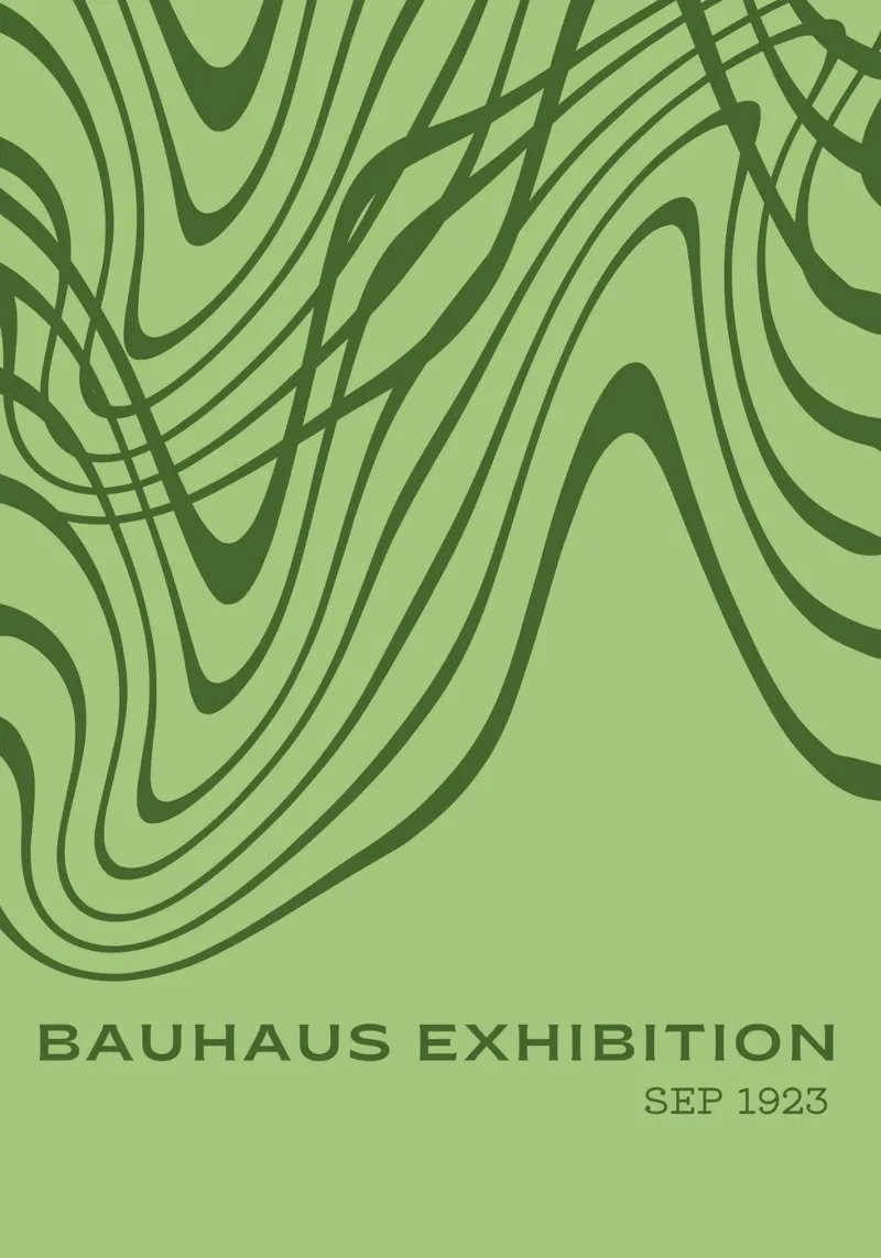 Mostra Bauhaus Linee ondulate astratte | Poster Op Art verde alluminio dibond da Grungeo