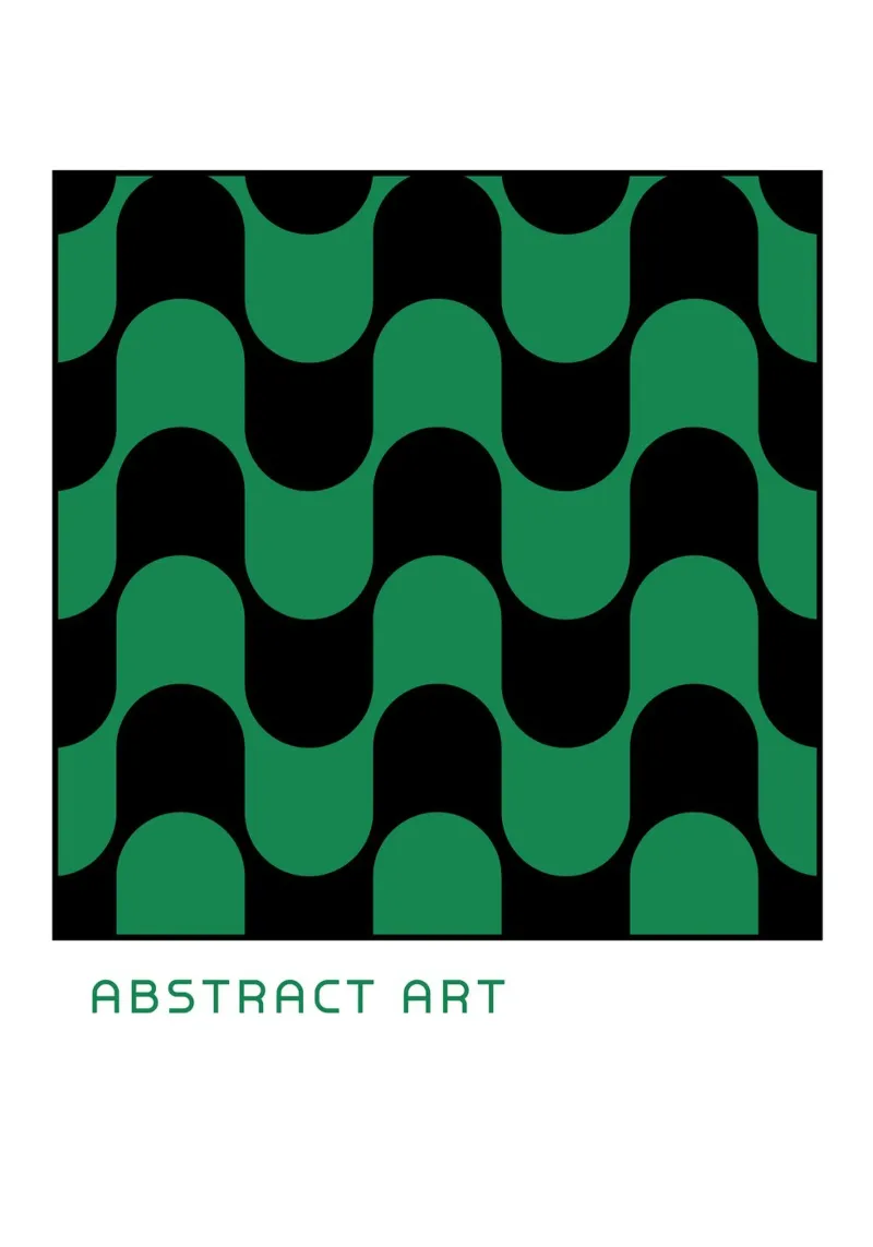 Abstract Wavy Pattern | Green & Black Geometric Op Art canvas by Grungeo