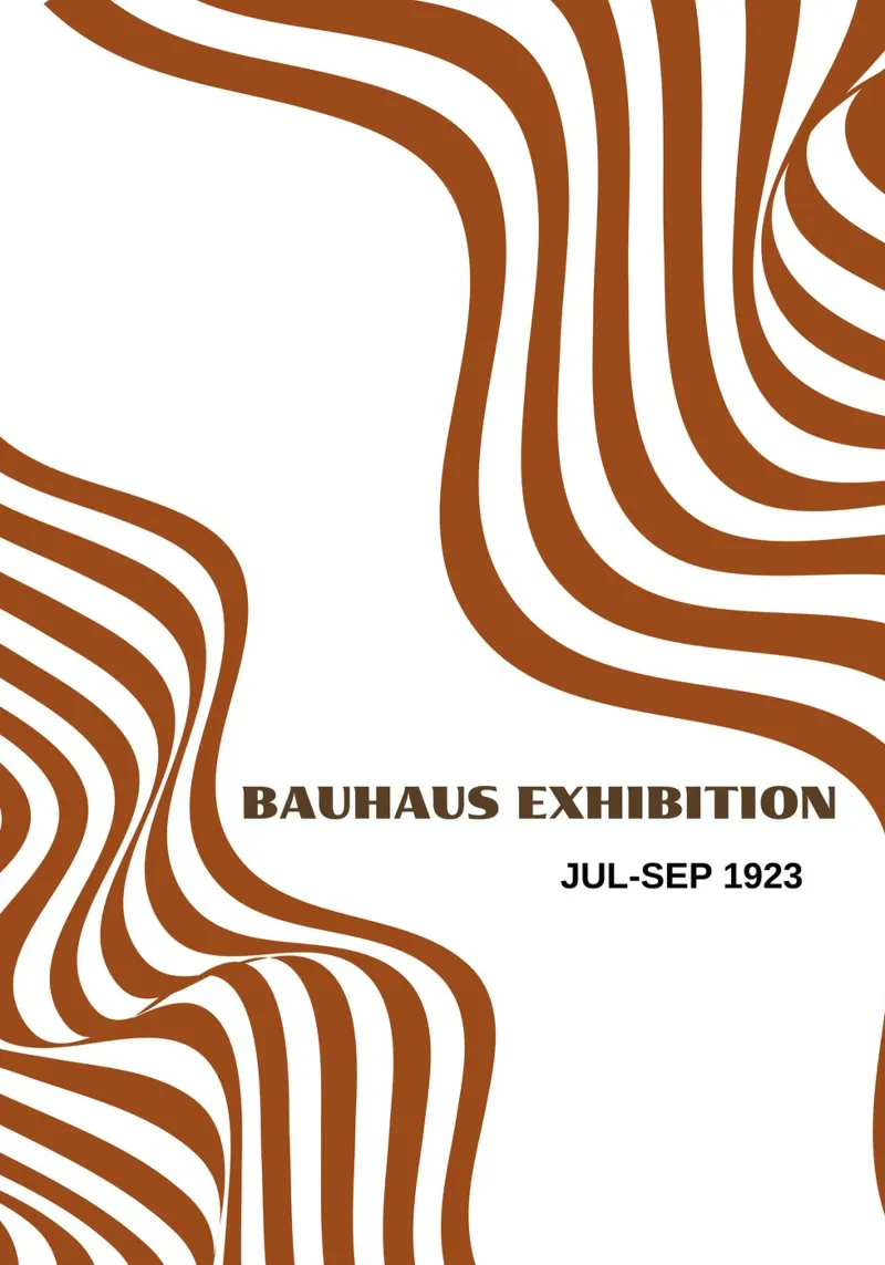 Bauhaus Op Art Waves | Brown & White Abstract Flow Poster carta hahnemühle da Grungeo