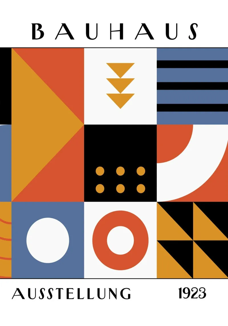 Bauhaus Abstract Grid Poster | Primary Color Block 1923 hahnemühle by Grungeo