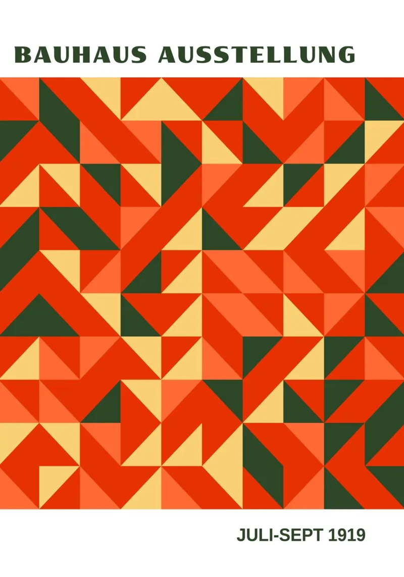 Bauhaus Geometric Abstract Pattern | Red & Orange Triangles hahnemühle de Grungeo