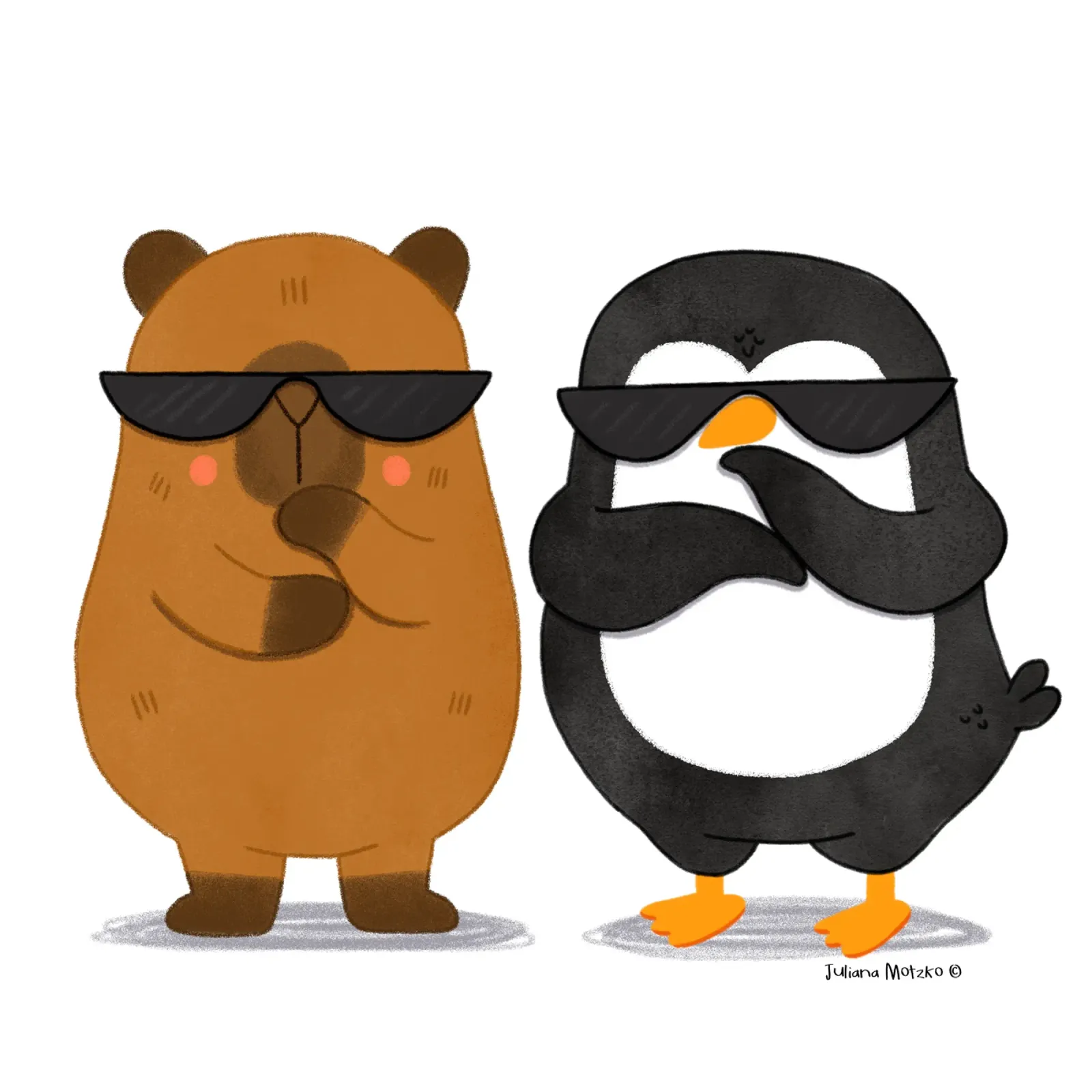 Capibara e pinguino - Best Bros pellicola backlit da julianamotzko