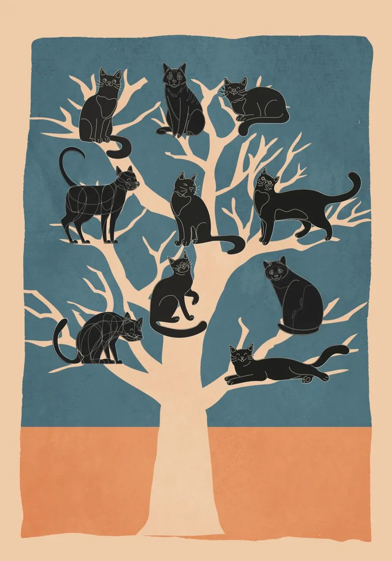 Black Cats in a Tree lámina retroiluminada de Nadjaa