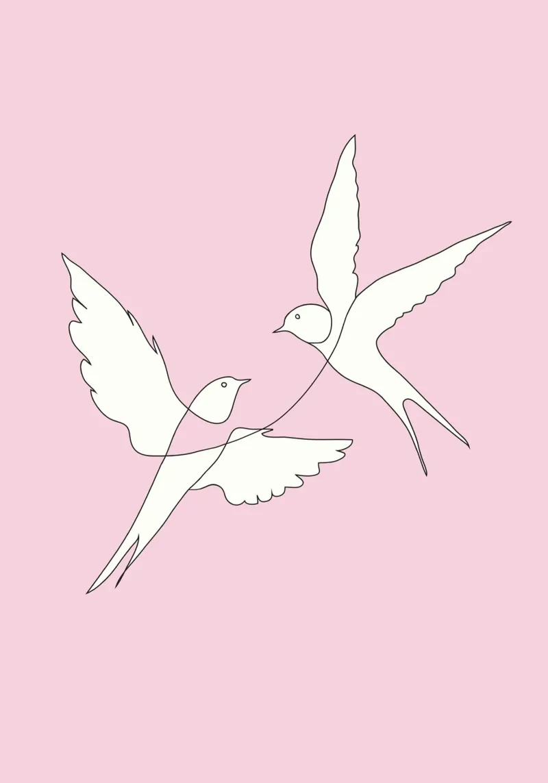 Two Swallows Line Art pellicola backlit da Nadjaa