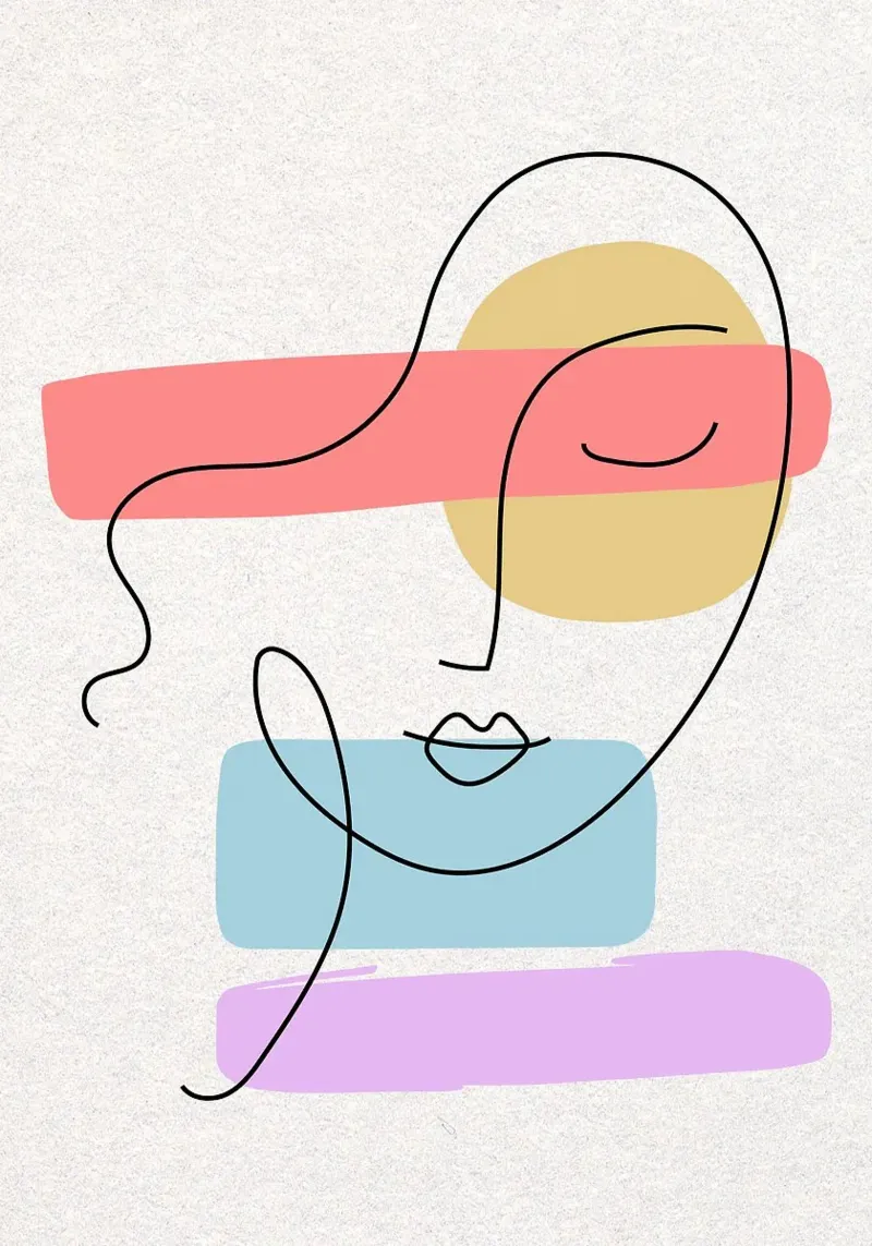 Line art astratte di volti con forme poster da apple crumble