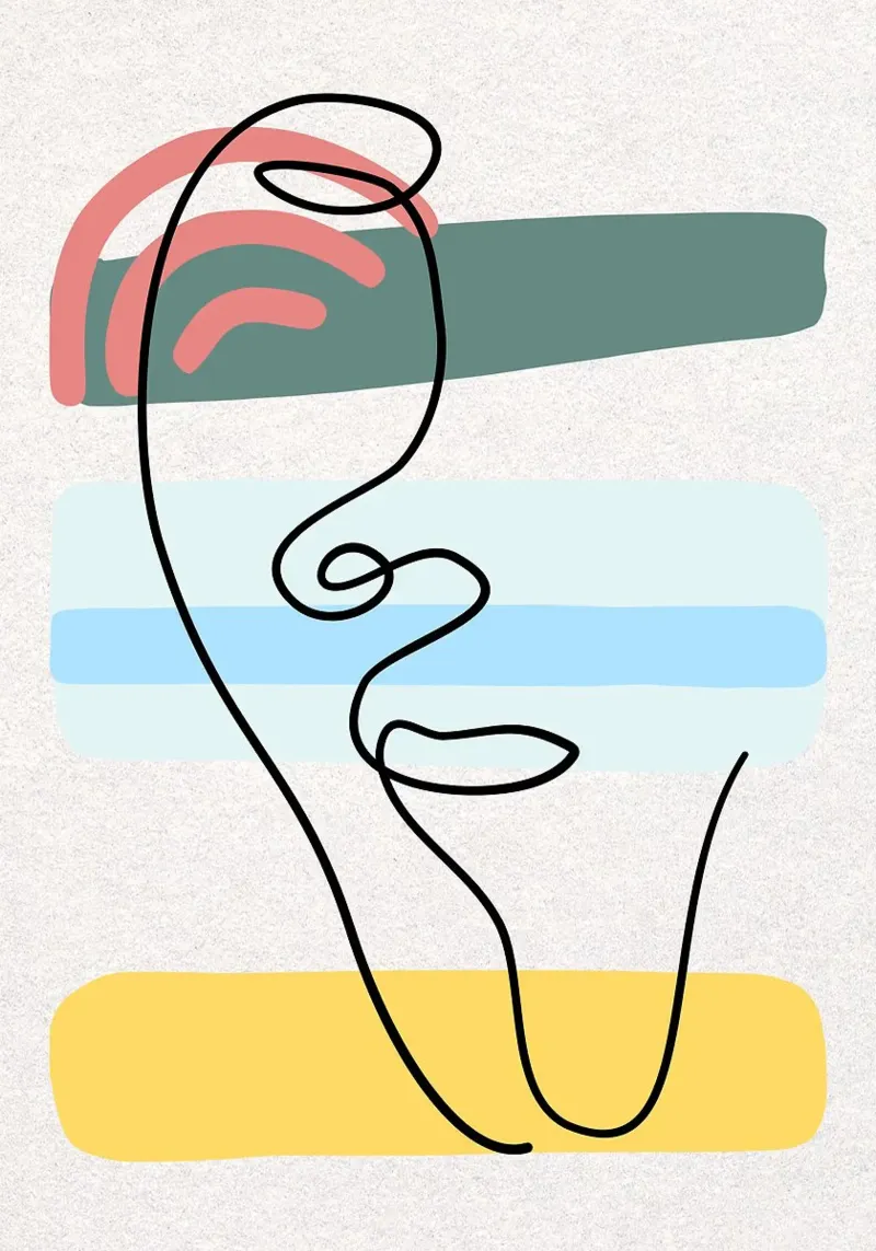 Line art astratte di volti con colori poster da apple crumble