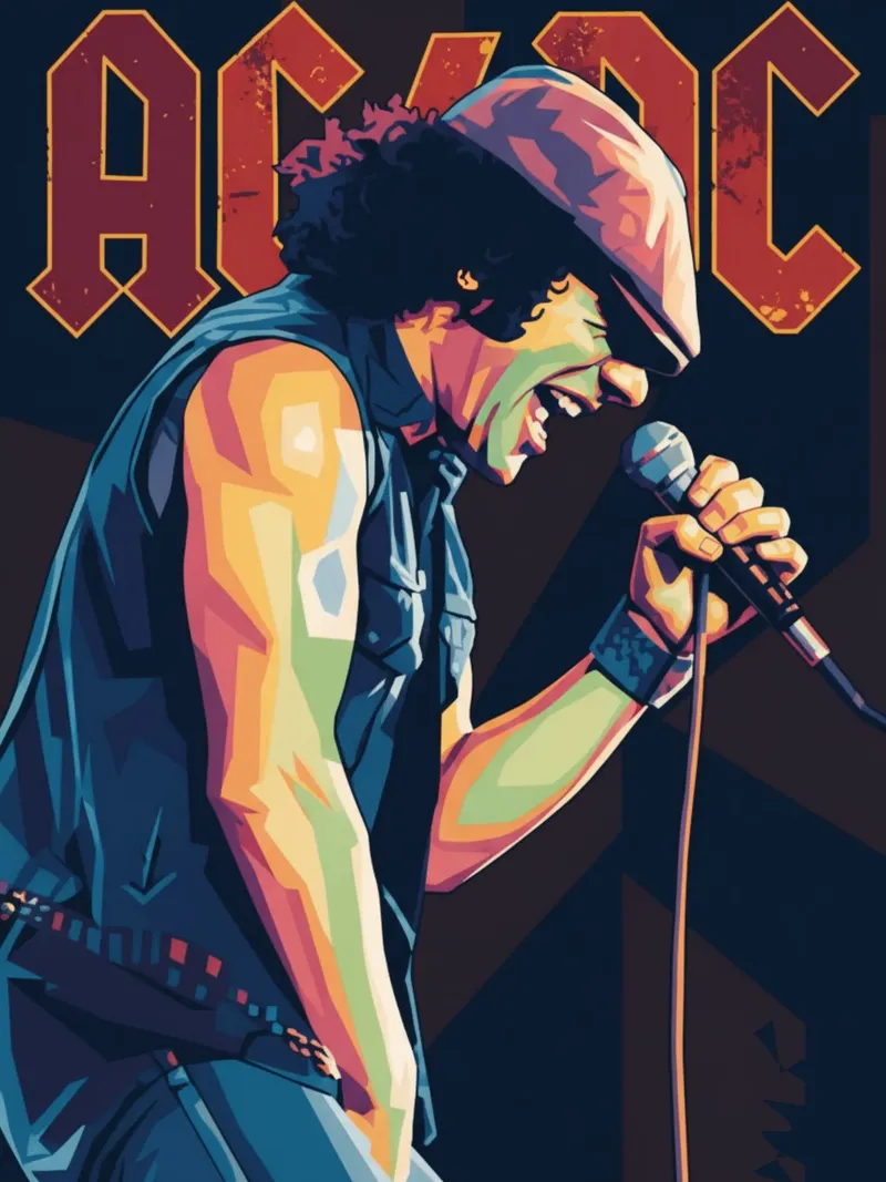 Brian Johnson ACDC pop art pellicola backlit da Hantamrata