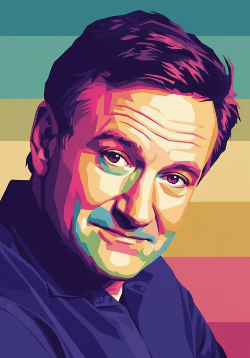 Ritratto pop art di Robin Williams pellicola backlit da Hantamrata