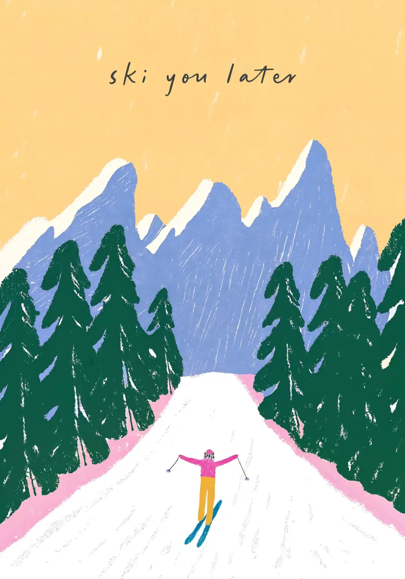 Sciare più tardi - Poster Alpi pastello tela da ChristmasMooodz