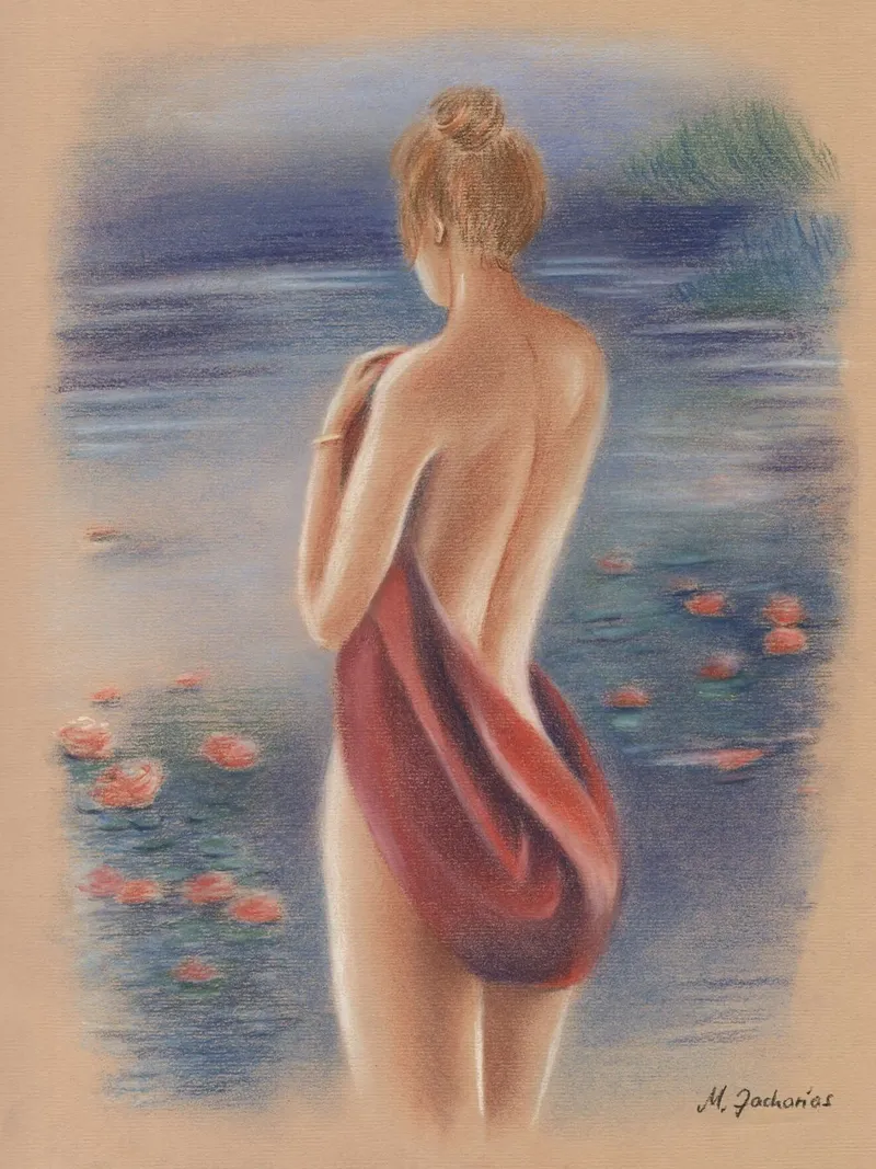 Nudo femminile sulla spiaggia pellicola backlit da Oliver