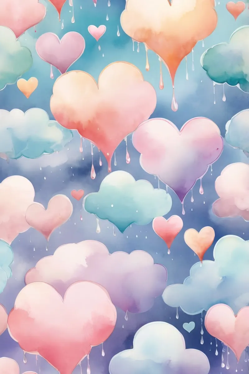 Cuore e nuvola acquerello pastello pellicola backlit da DesignDoodle