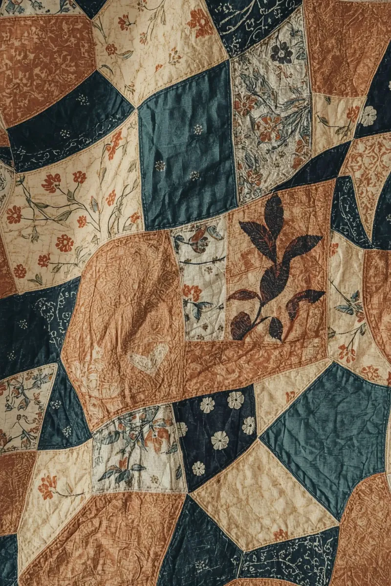 Trapunta patchwork con motivi floreali e astratti pellicola backlit da DesignDoodle