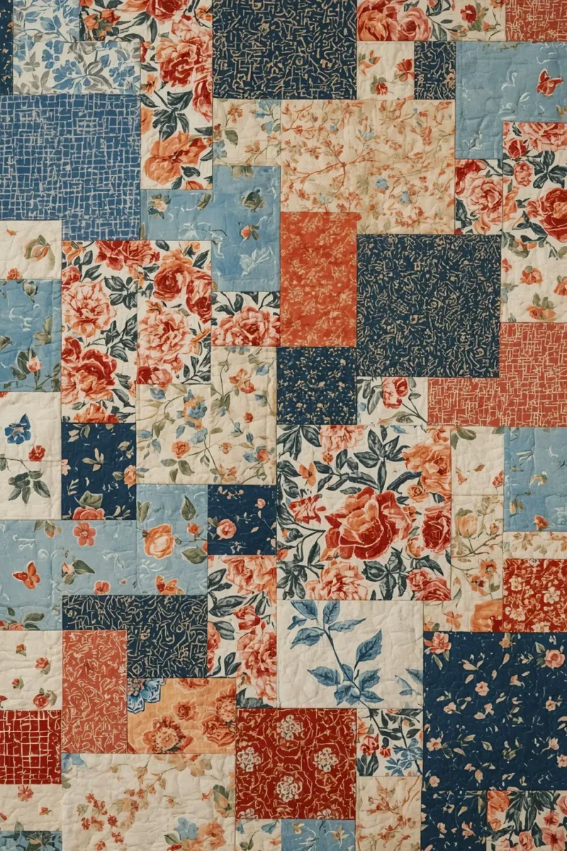 Trapunta patchwork con motivi floreali e geometrici pellicola backlit da DesignDoodle
