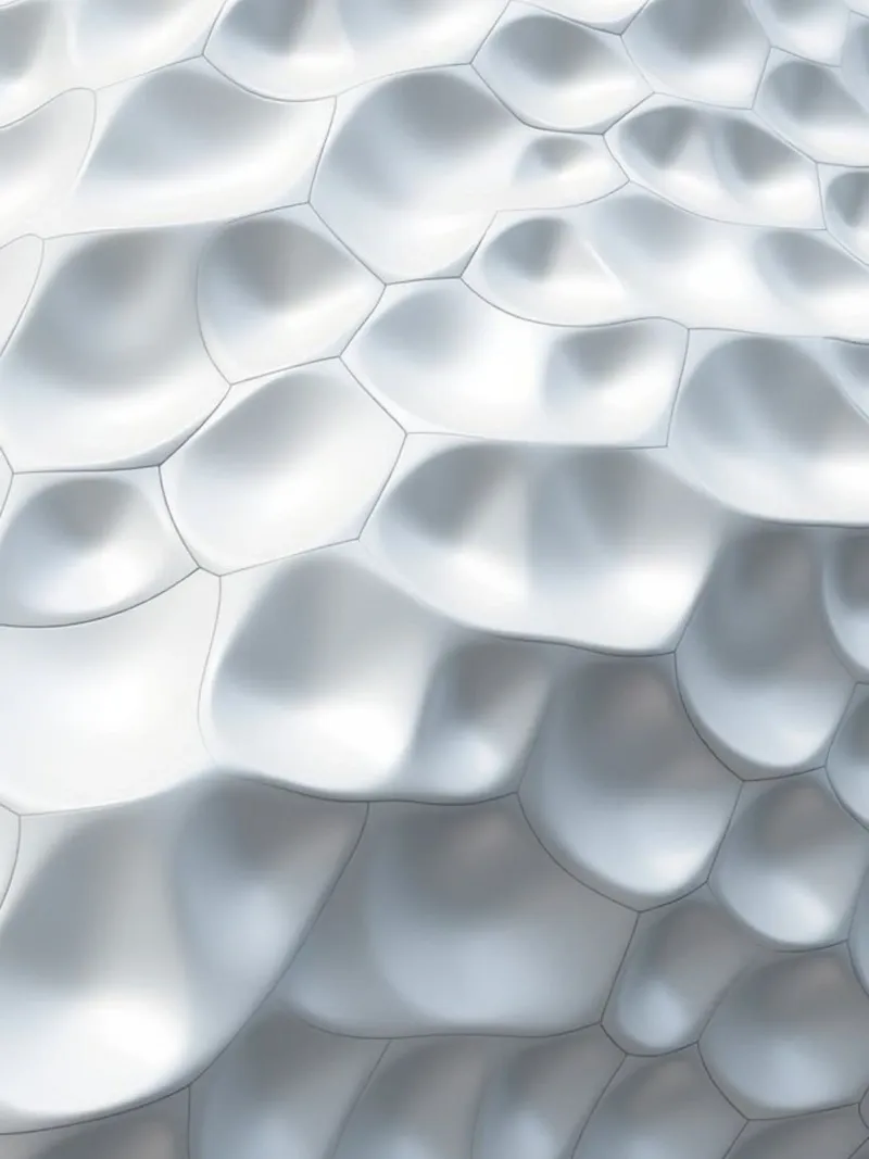 Schimmernde weiße Ovale: Eine abstrakte biomorphe 3D-Wand Hahnemühle von Artistic-shop