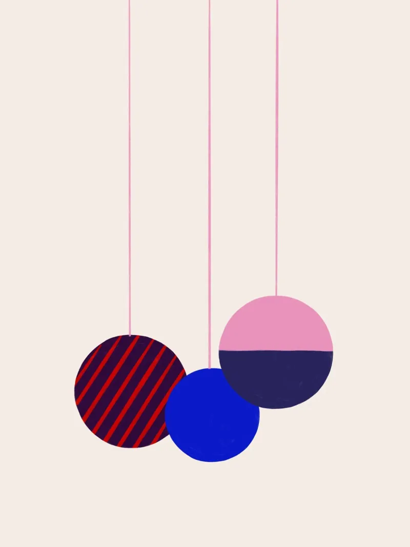 Weihnachtsbaumkugeln Color Block pannello forex da Sophie Augustin Illustration