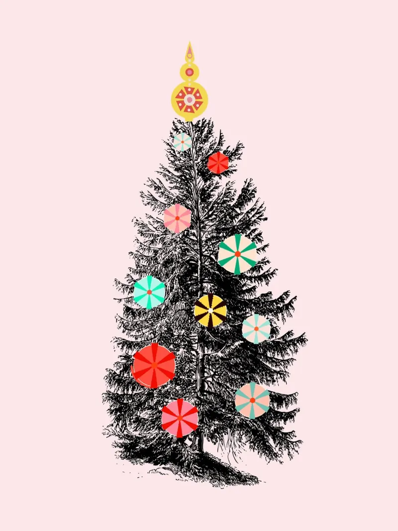 Retro Christmas Tree with Candy Ornaments pellicola backlit da showmemars