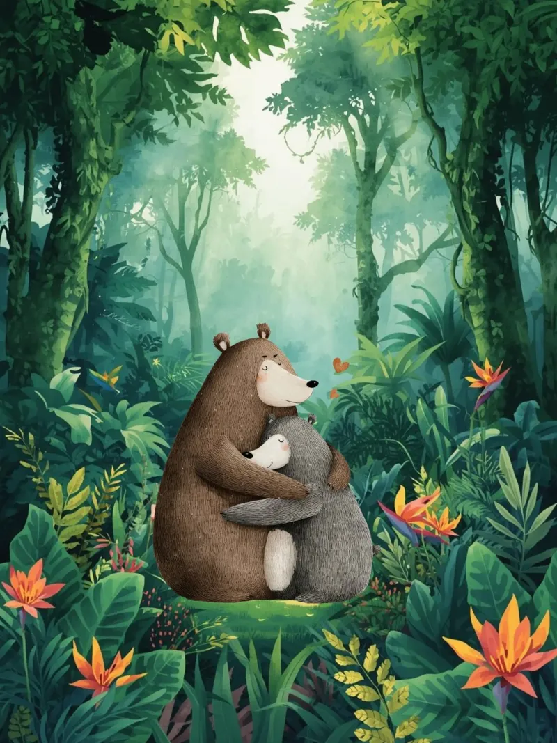 Mutter Bär Umarmung in Wild Wonderland Hahnemühle von Doodle Dreams Art