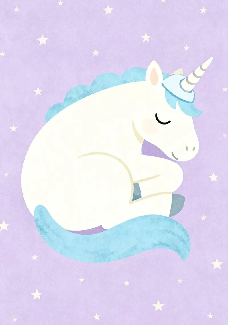 Sleeping Unicorn Under the Stars alluminio dibond da EverLuvv Studio