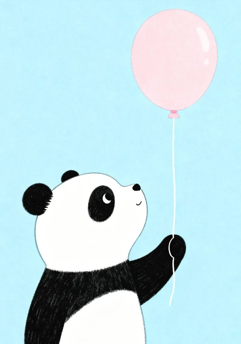 Cute Panda with Balloon pellicola backlit da EverLuvv Studio