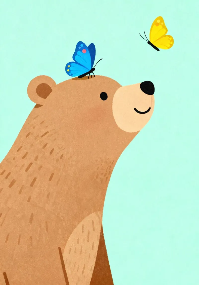 Adorable Bear with Butterfly carta hahnemühle da EverLuvv Studio