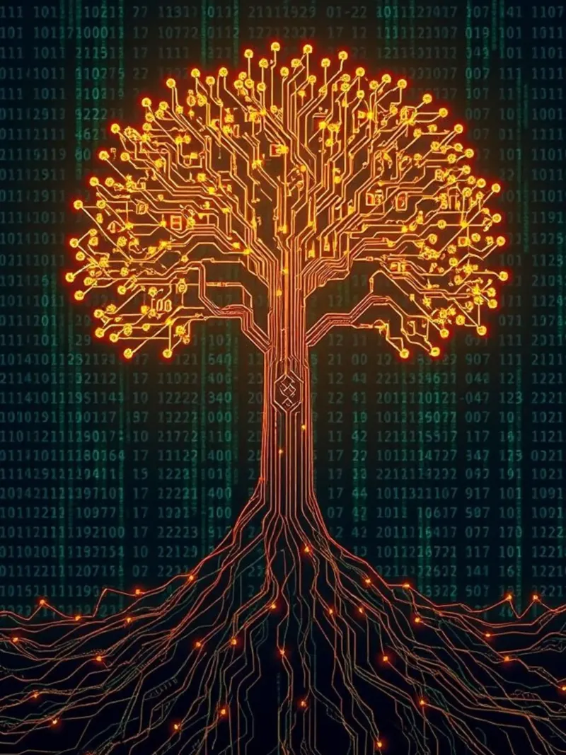 The Digital Roots of Life: A Luminous Circuit Board Tree canvas by Artistic-shop