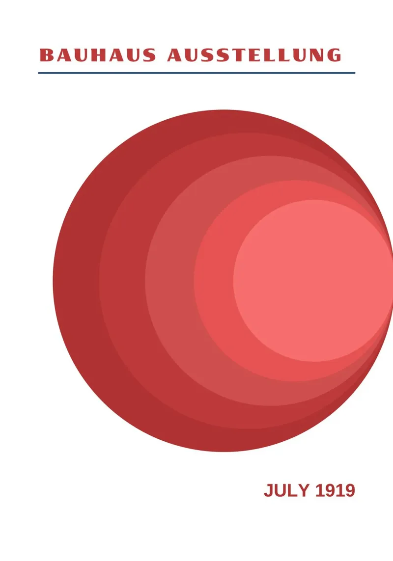 Bauhaus Cerchi concentrici | Gradiente rosso Op Art 1919 alluminio dibond da Grungeo