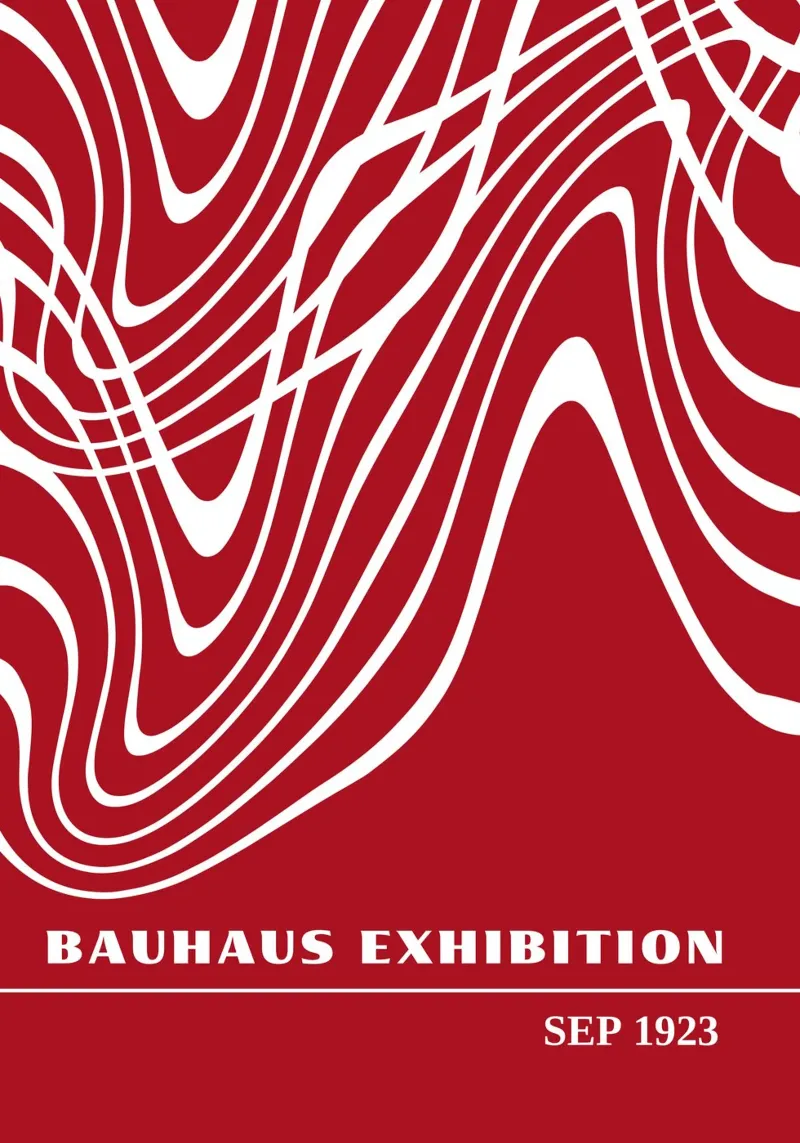 Bauhaus Op Art Flow | Rosso Linee ondulate Astratto 1923 alluminio dibond da Grungeo