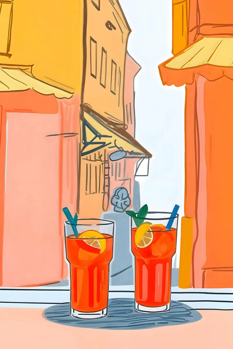 Due Aperol per favore! pellicola backlit da Erin Lambert