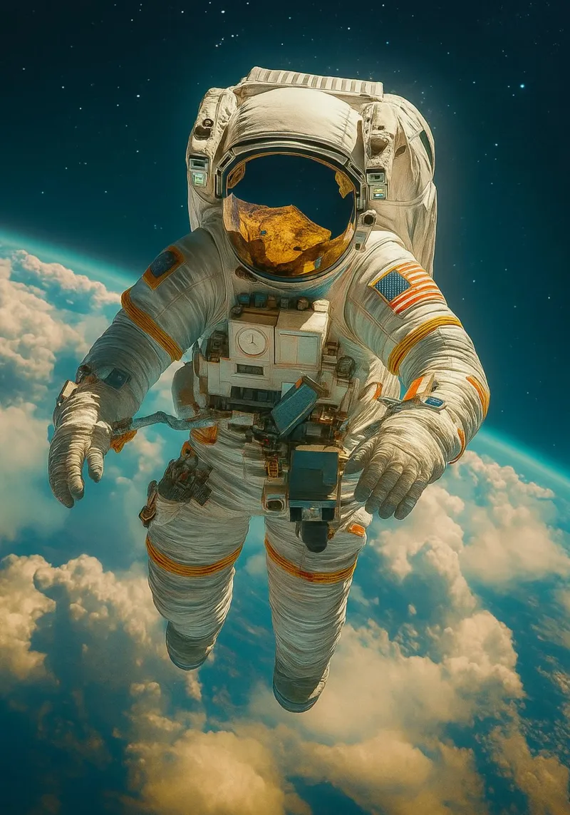 Astronauti nel cielo alluminio dibond da tamarind