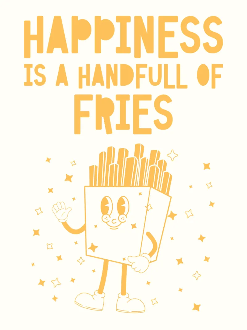 Retro Pommes caractère Happiness jaune blanc hahnemühle de Studio Frances M