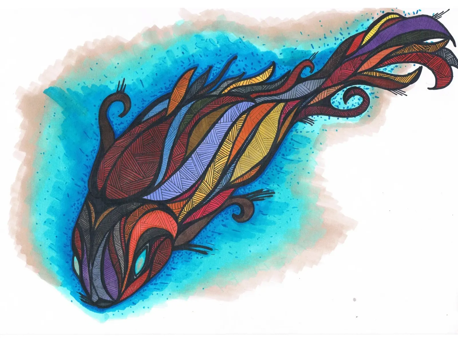Rainbow Koi carta hahnemühle da sini-bini