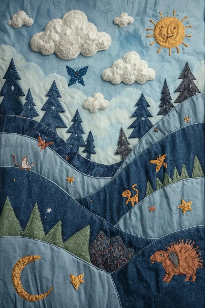 Paesaggio trapuntato con corpi celesti e animali selvatici pellicola backlit da DesignDoodle
