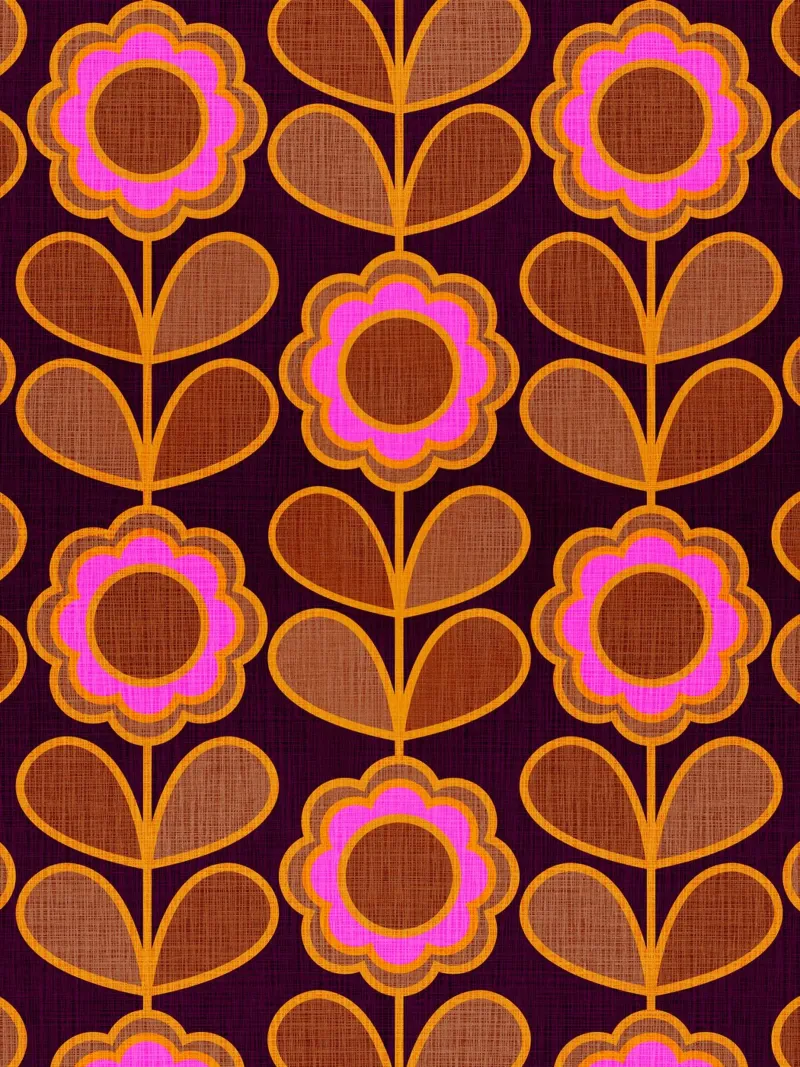 Modello Mid-Mod Daisy - Audace rosa autunnale e floreale marrone poster da Dominique Vari
