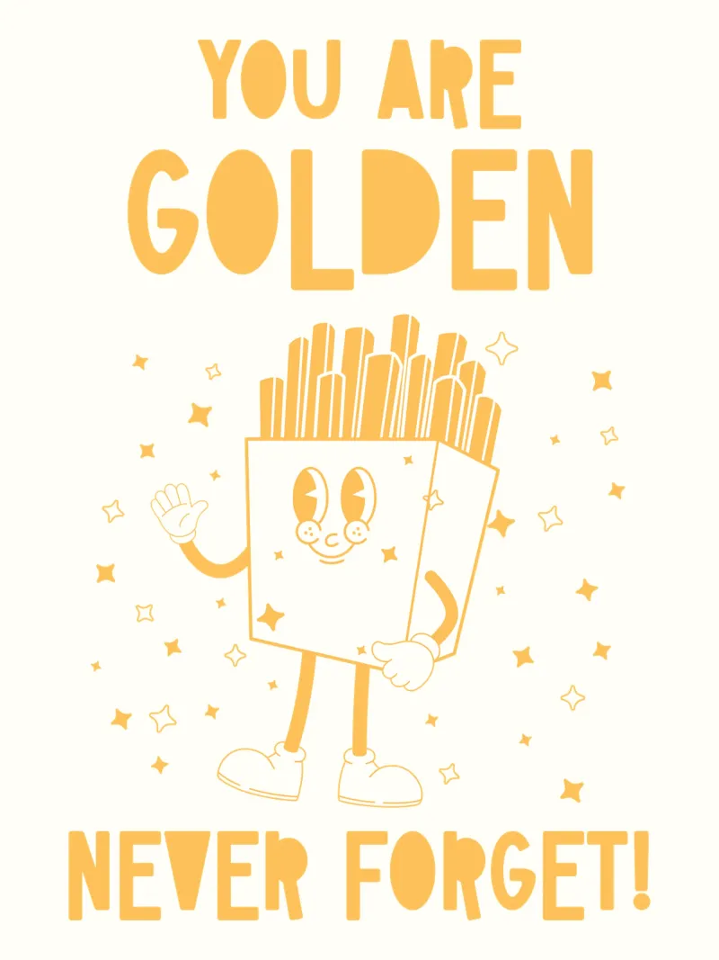 Retro Pommes Caractère You Are Golden Never Forget Jaune Blanc hahnemühle de Studio Frances M
