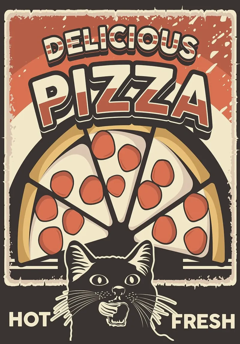 Pizza e gatto deliziosi pellicola backlit da apple crumble