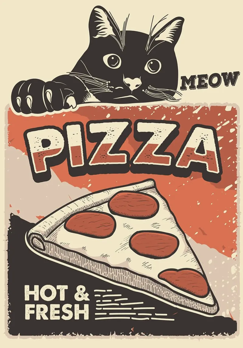 Meow Cat e la pizza alluminio dibond da apple crumble