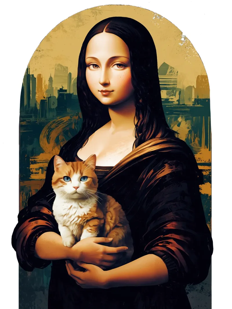 Mona Lisa and Her Feline Muse pellicola backlit da NEKKI