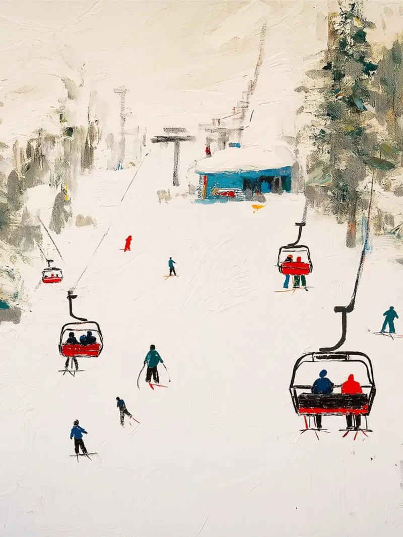 Paesaggio invernale con skilift alluminio dibond da Cozy Vibes
