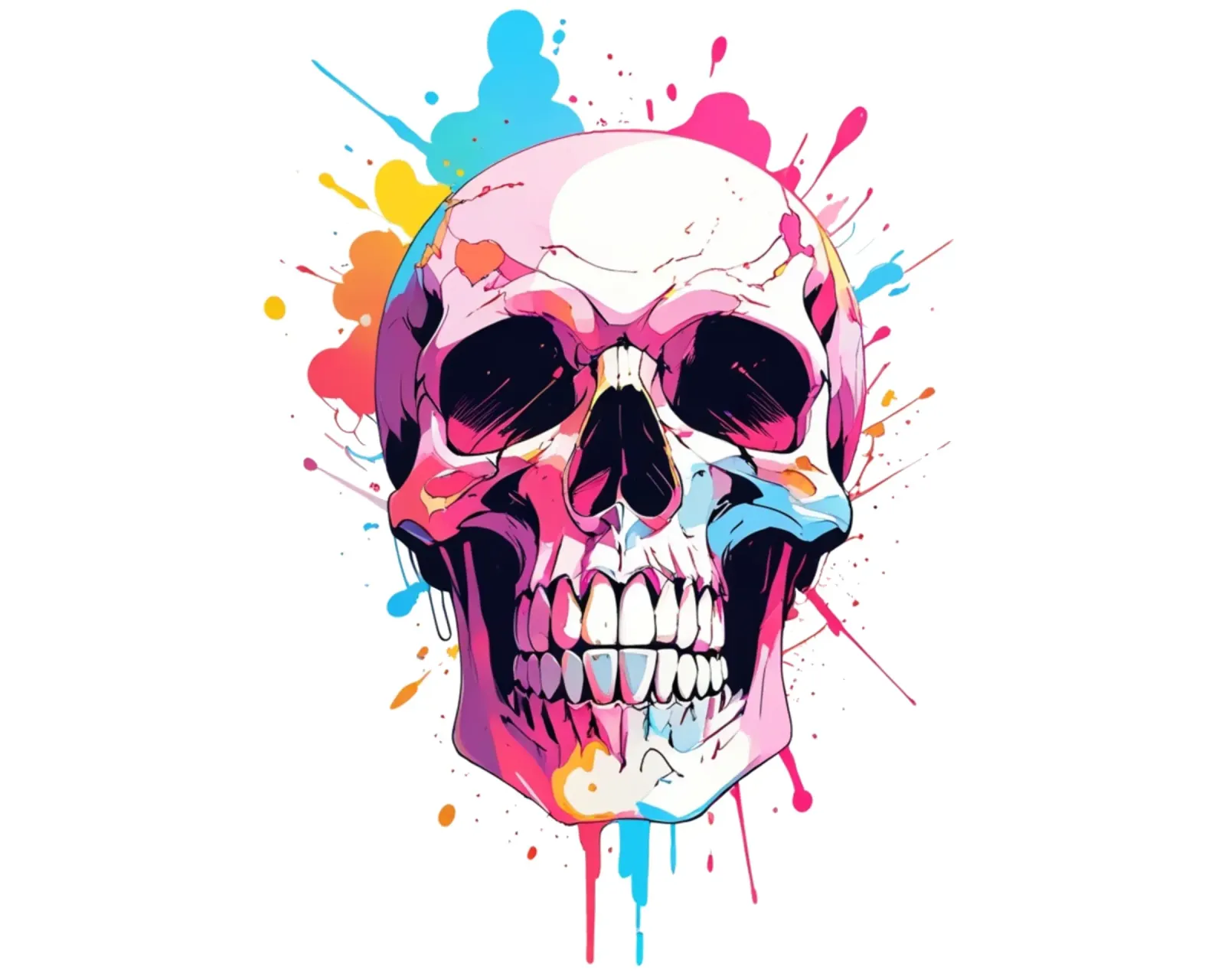 Teschio con inchiostro colorato carta hahnemühle da NEKKI
