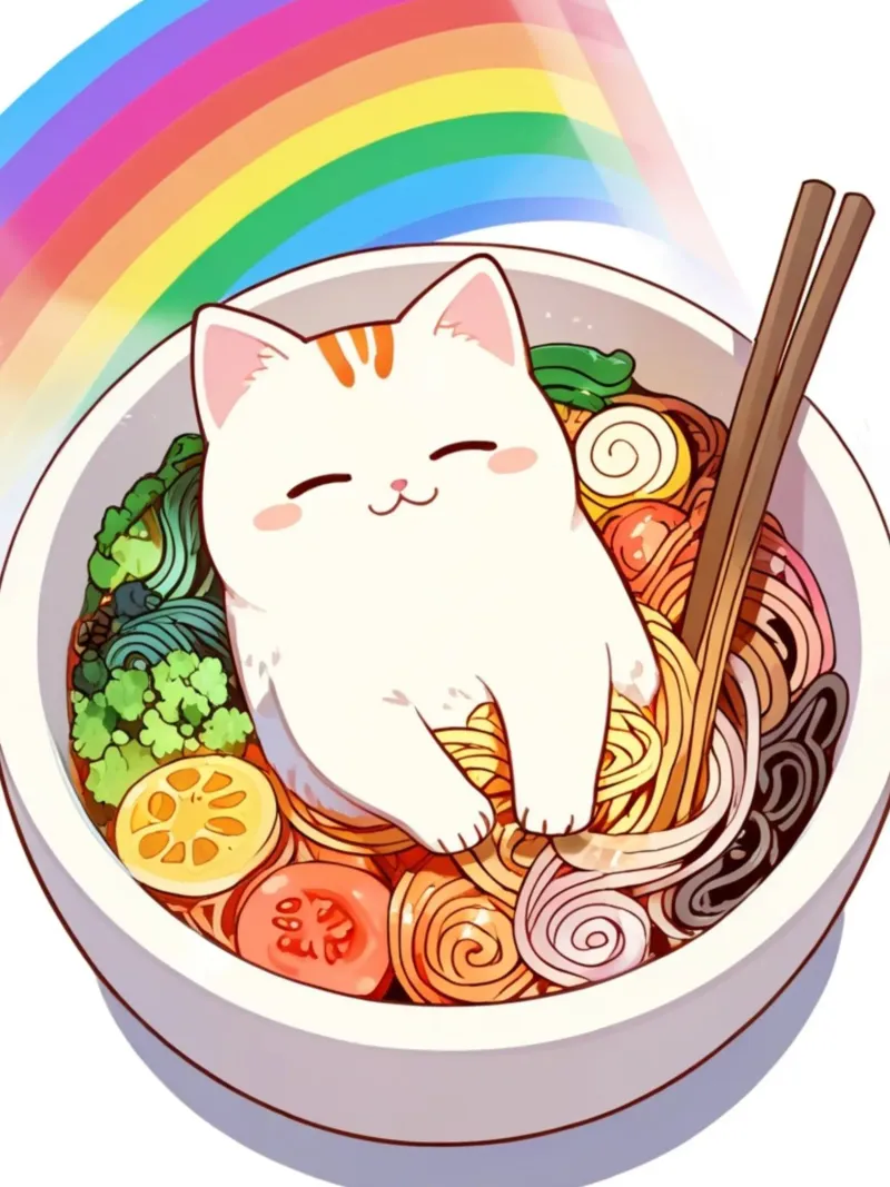 Rainbow Noodles with a Cozy Cat pellicola backlit da NEKKI
