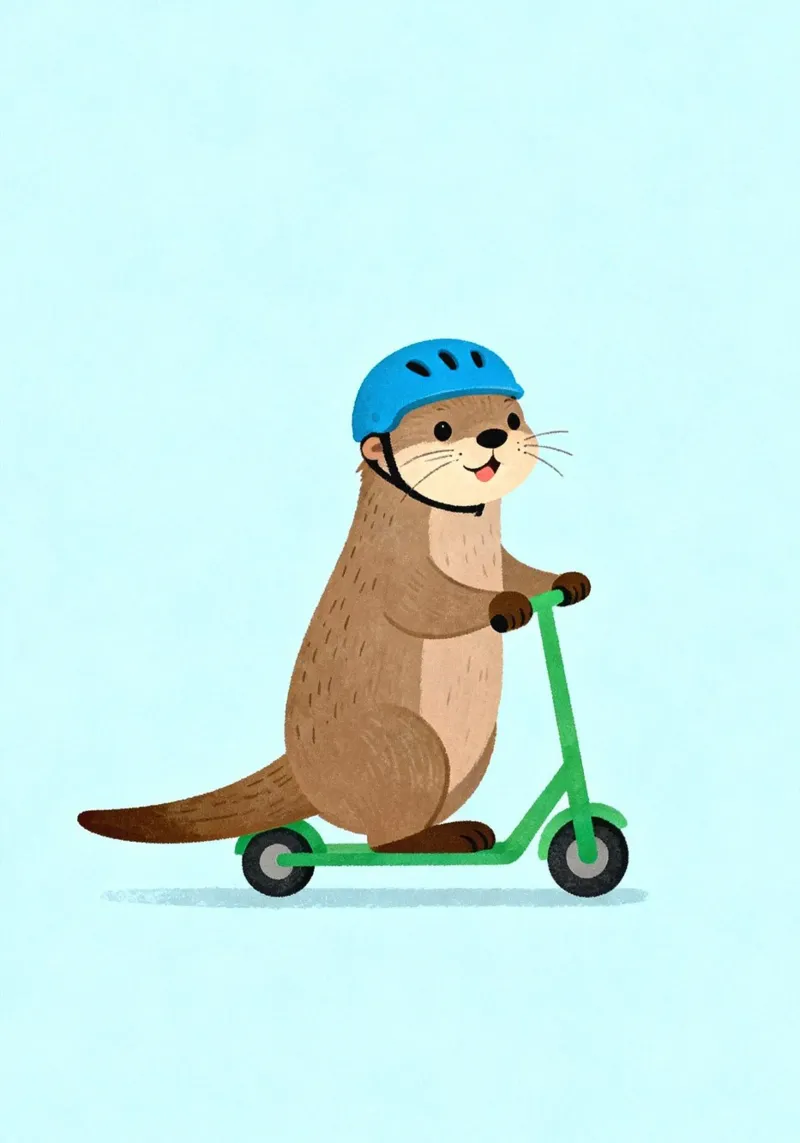 Otter on a Scooter pellicola backlit da EverLuvv Studio