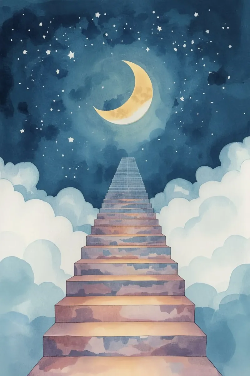 Scala verso il cielo illuminato dalla luna pellicola backlit da DesignDoodle