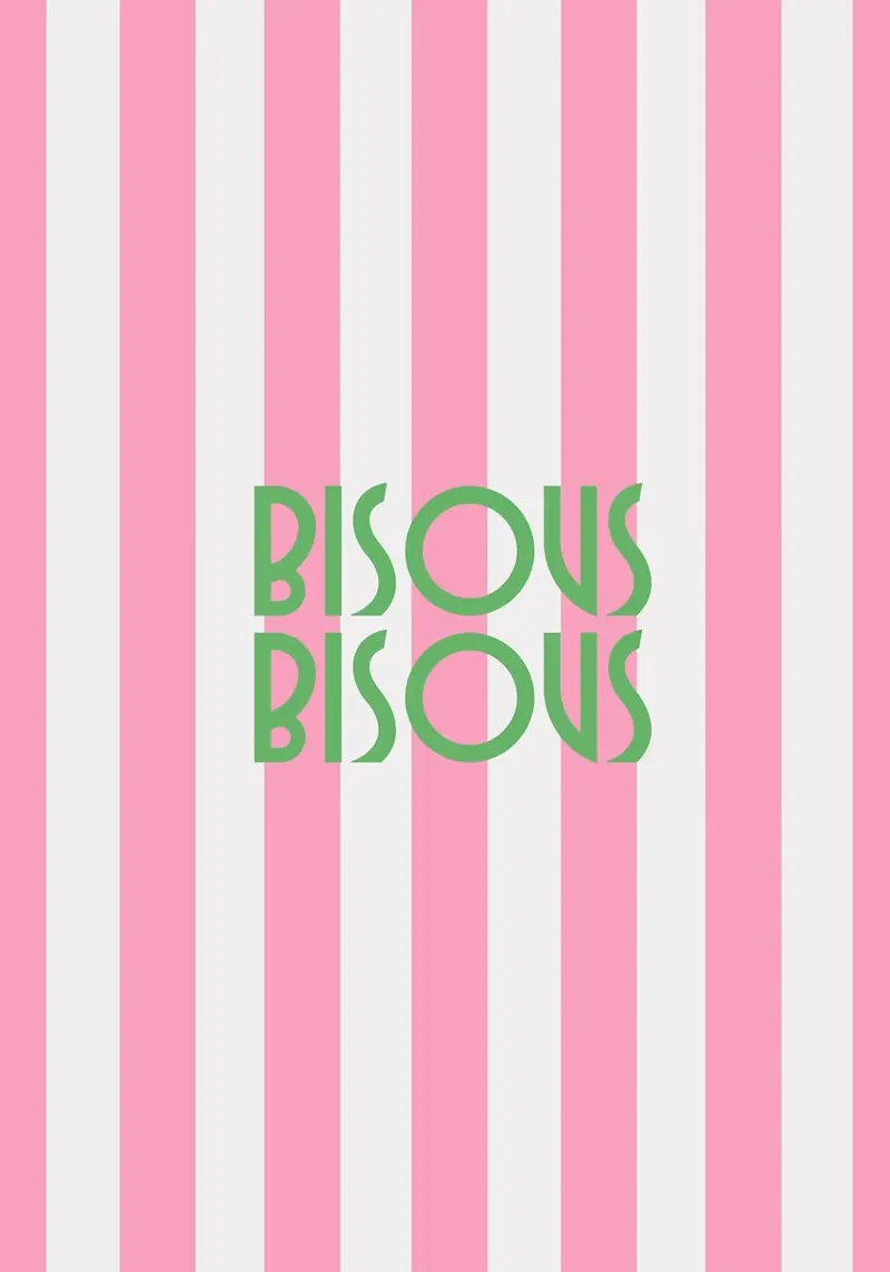 Bisous Bisous a strisce bianche e rosa alluminio dibond da apple crumble