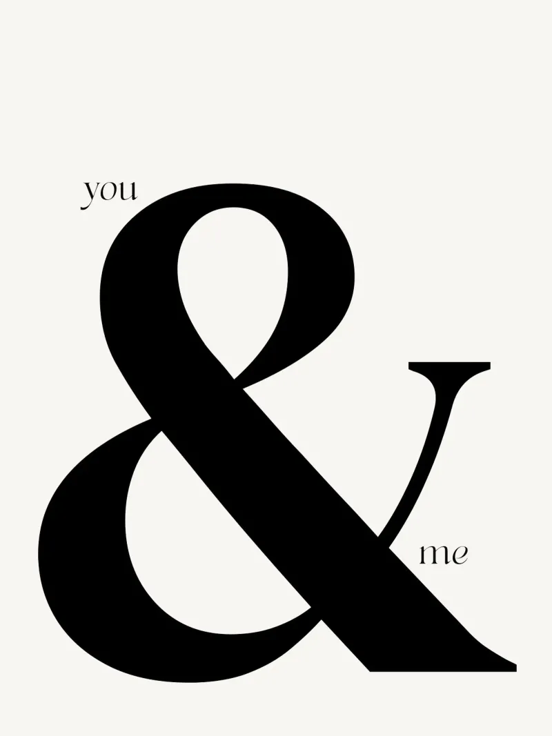 Elegante design tipografico You & Me carta hahnemühle da Imaginative