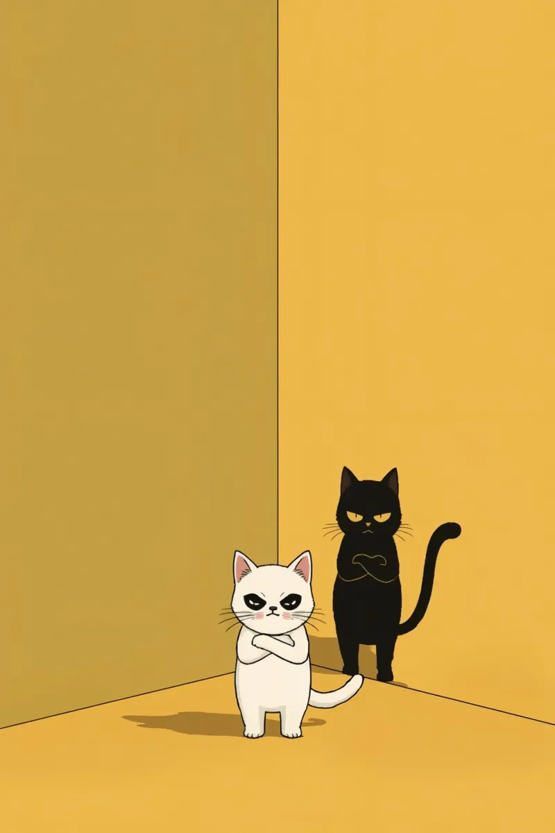 Carino due gatti dei cartoni animati in un angolo pellicola backlit da DesignDoodle