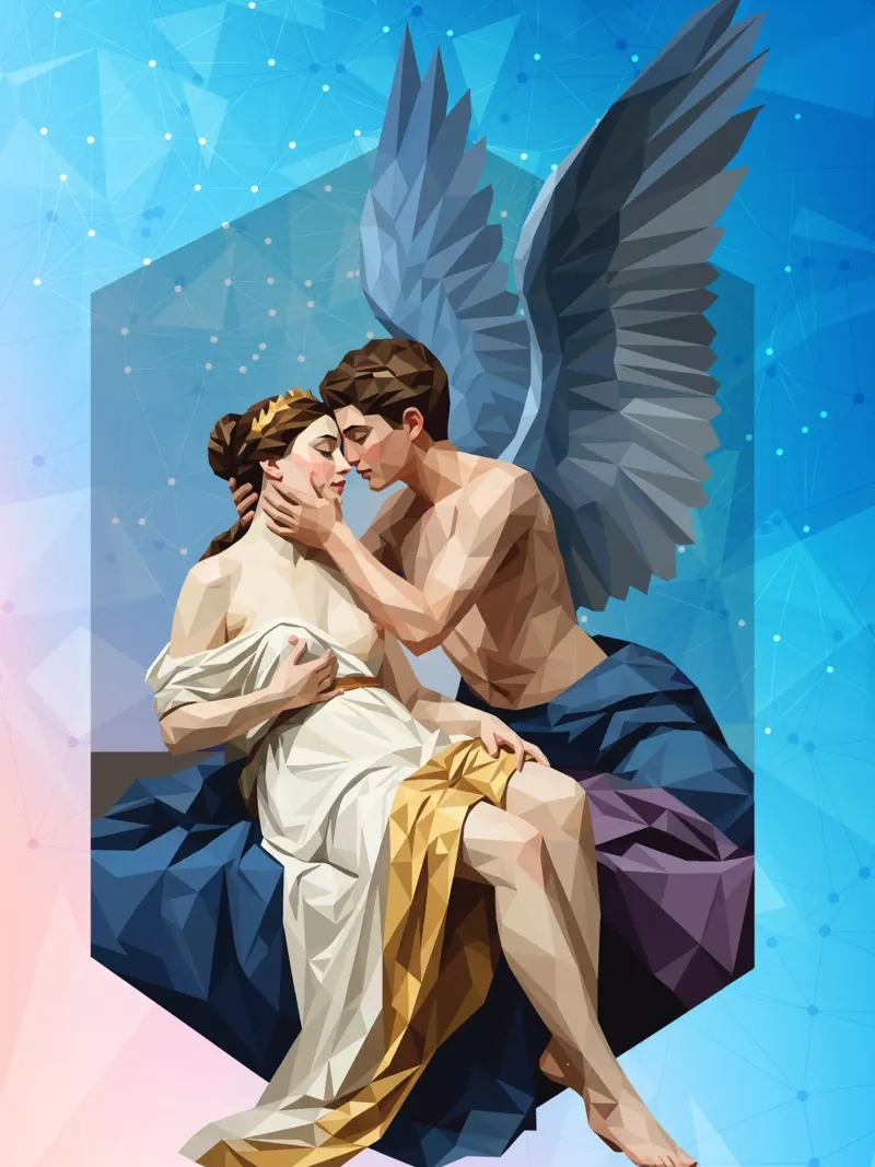Amore e Psiche Lowpoly alluminio dibond da Low Profile